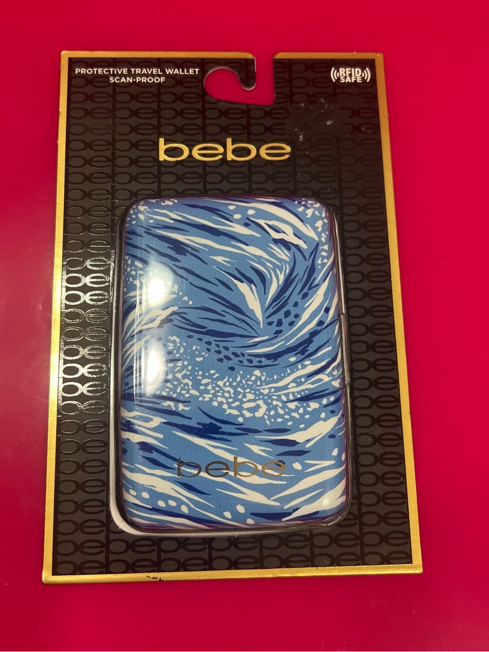bebe Blue Swirl RFID Travel Card Case